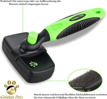 Щітка для собак та котів Golden Pets самоочисна, покращена версія, для короткої та довгої шерсті, для тварин великих та малих розмірів, швидке очищення + посібник з догляду