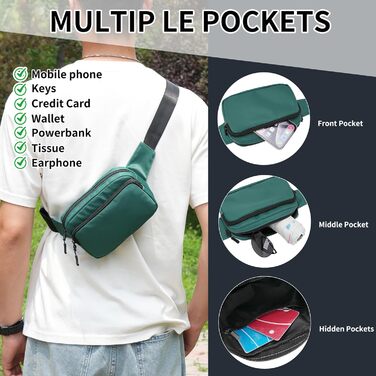 Поясна сумка на пояс, на стегно, унісекс, зелена. Сумка через плече, для телефону, на прогулянку, подорожі, собак, чоловіча та жіноча