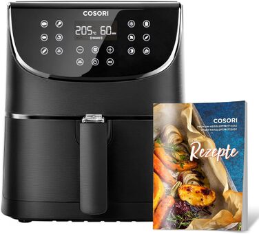 Аерофритюрниця COSORI 3,5 л з мультифункціями, 13 програм, 1500 Вт, цифровий дисплей, рецетпник німецькою, режим розігріву та підтримки тепла, Shake-режим, для 1-3 осіб
