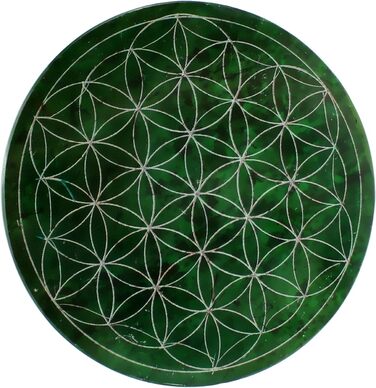 Speckstein coaster set with Flower of Life design • 7 colors • Chakra colors • Ø 10 cm • Handmade • Engraved • Round • Spiritual wall decoration & table decor • 7 pieces