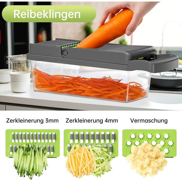 Набір для нарізки овочів Aliansheng 14 в 1: нарізник, кубик-нарізник, тертак для овочів та фруктів