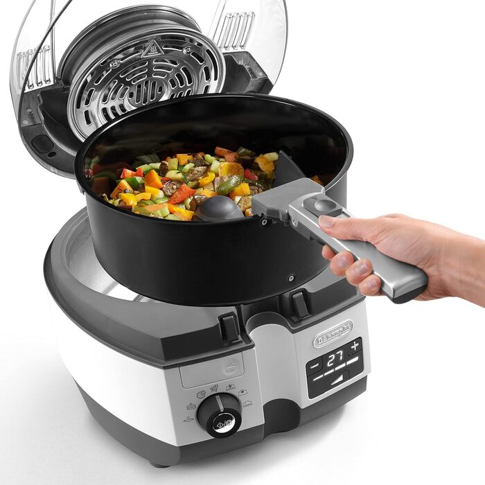 De'Longhi MultiFry Extra Chef Plus FH1396 Air Fryer, Multicooker with 1.7 kg Capacity, 8 Cooking Programs, Convection System with 2 Heating Elements, Grill Function, Recipe App, 2300 Watts, White 8 Programs