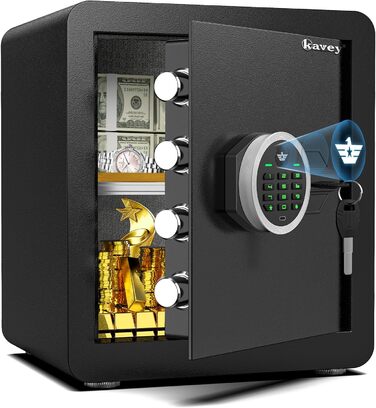 Сейф Kavey 42L з цифровим замком та подвійним сигналом тривоги, з LED-підсвіткою та висувним ящиком