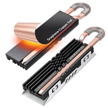 Радіатор охолодження GRAUGEAR HeatPipe для M.2 NVMe SSD (2280) з термонаклейкою з графену-міді, для ПК