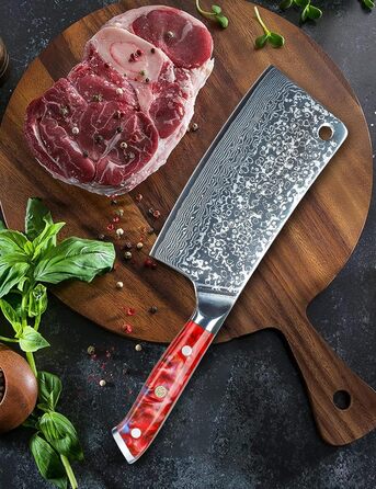 Ніж кухарський Sanmuzuo Hackmesser 17 см, професійний, Дамаск, Xuan Serie, VG10 сталь, ручка з епоксидної смоли (Saphirblau), колір 