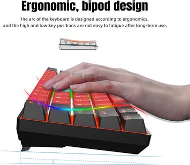 Механічна ігрова клавіатура Snpurdiri 61 клавіша з RGB підсвічуванням (Blue Switch/Black Red)