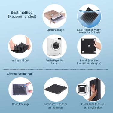 Акустичні панелі Ohuhu для звукоізоляції, шумопоглинаючий пінополістирол 30x30x2,5 см, 24 шт. — для студії, подкастів та геймінгу