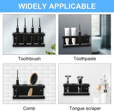 Тримач для електричної зубної щітки на стіну з 4 отворами Ø35мм, без свердління, органайзер для ванної кімнати