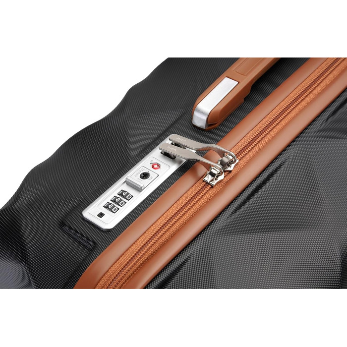 Чемодан British Traveller Mittelgroßer 64x43x26.5 см з ABS+PC, TSA-замок, 4 колеса (Чорний/Коричневий, M(64см 57л))