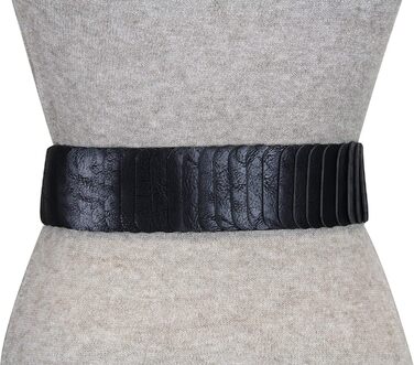 Жіночий еластичний пояс-гумка Vanessa & Melissa, ширина 6 см, срібна пряжка, чорний, 75 см (75-90 см талія)