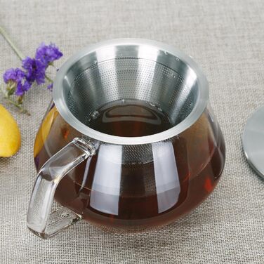 Kinto Unitea One Touch Teapot made of Stainless Steel, heat-resistant Glass Teapot with Stainless Steel Infuser in Lid (Japan Import) (600ml, Silver)