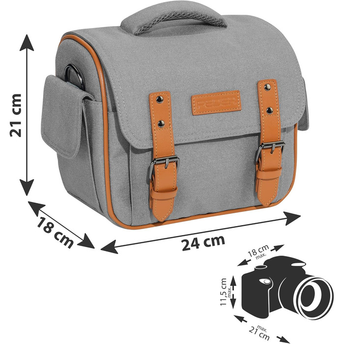 Сумка для камери PEDEA 'Vintage' з захисною плівкою для дисплея Canon, Nikon, Pentax, XL (Сірий)