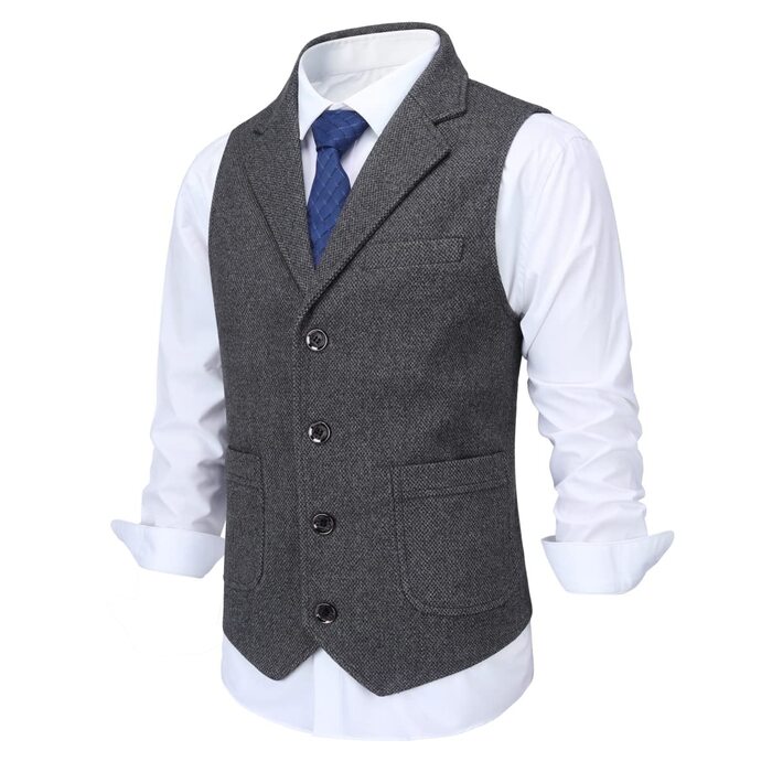 Жилет чоловічий Allthemen з твіду, вовняний, для ділового стилю, формальний, Regular Fit, сірий, XXL
