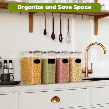 Набір контейнерів для зберігання Withosent 24 шт. з кришкою, пластикові, для продуктів, зерна, мюслі, з етикетками та ложкою (2L 1.6L 0.8L)