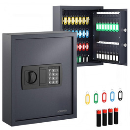 Шкафчик для ключів ACROPAQ з кодовим замком на 100 ключів, з 100 брелоками, з електронним захистом. Великий сейф для ключів, кодовий замок, ключовий сейф (48 ключів)