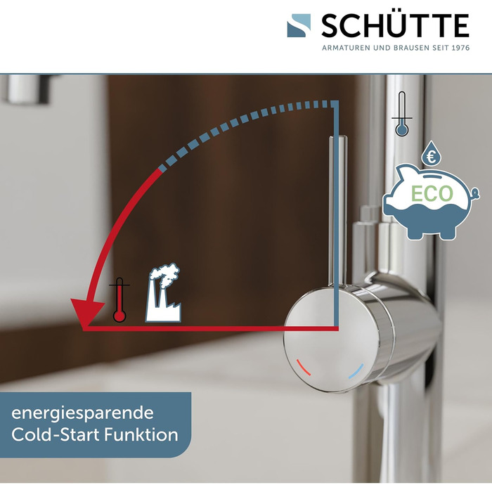 Кухонний змішувач SCHÜTTE 79562 Blackpool з висувною лійкою, поворотний на 360°, з однорідним керуванням, для мийки, хром