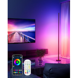 LED-стійка лампа WISIMMALL для вітальні з RGBIC, диммуванням та керуванням через додаток, 170 см, 16 мільйонів кольорів, 300 режимів, музичний синхронізація, для дому