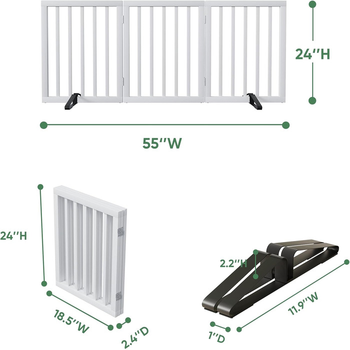 Сітка для собак з бамбука, перегородка для кімнати, 3 панелі (біла)