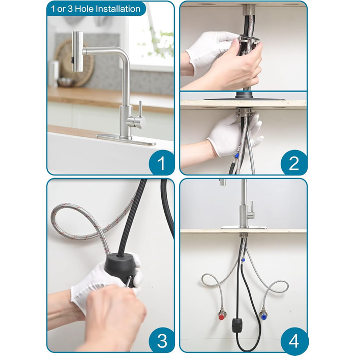 Кухонний змішувач Schwarz Waterfall з висувною лійкою та 3 режимами, 360° обертання, з нержавіючої сталі (щітка)