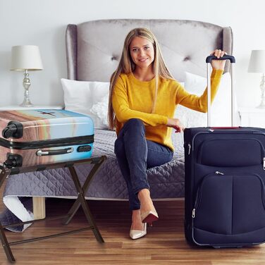 Relaxdays Luggage Rack Wood, foldable, luggage rack, suitcase storage, for travel luggage, HxWxD: 52.5x66.5x48 cm, white