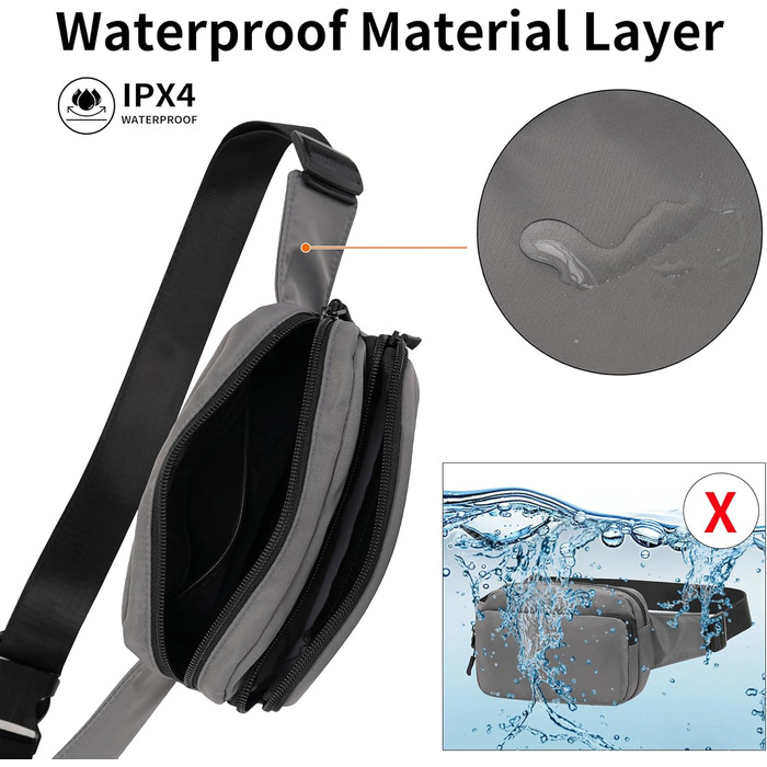 Гірчатка на пояс, сумка на стегно, унісекс, сіра - для подорожей, прогулянок, собак та повсякденного використання