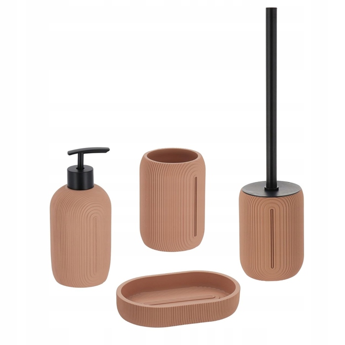 Набір аксесуарів для ванної кімнати (4 предмети), рожевий: дозатор для мила та тримач для щітки