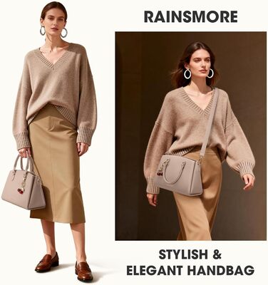 Сумка жіноча RAINSMORE середнього розміру з PU шкіри, хакі. Для планшета 11