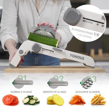 Обрізчик овочів Mandoline з нержавіючої сталі – професійний овочеріз з регулюванням товщини нарізки, для нарізки жульєном/кубиками/смужками, придатний для миття в посудомийній машині