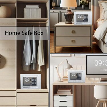 Електронний сейф Yuanshikj Deluxe з цифровим замком та клавіатурою для дому, офісу, готелю, бізнесу, ювелірних виробів та зброї, сріблястий (17E)