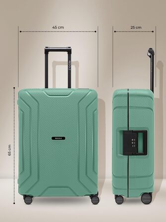 Набір валіз REDOLZ Hartschalen 3-в-1 з поліпропілену | 3-точкова застібка, TSA-замок, 4 колеса | для жінок та чоловіків (Essentials 15) (Морська хвиля, валіза M (65 см))