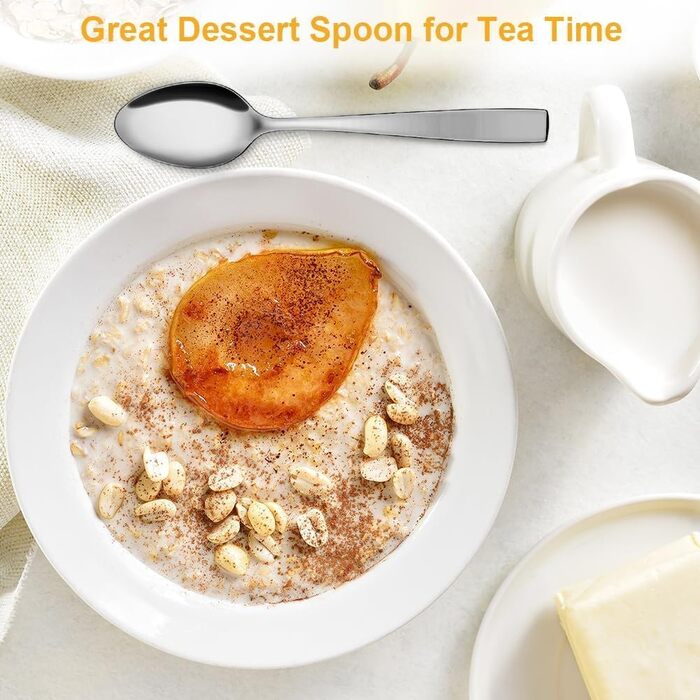 Набір ложок для лате макіато, 8 шт., 24 см, нержавіюча сталь, для десертів, кави, молочних коктейлів, миючі в посудомийній машині