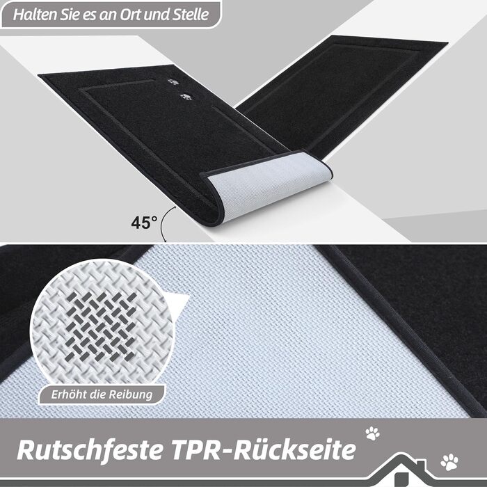 Килимок для дому BEQHAUSE 80 x 120 см, антиковзаючий, для входу, переднього та заднього дверей, коридору (50 x 80 см, чорний)