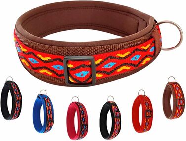 Нашийник для собак Extra-Wide & Soft з неопреновою підкладкою (XS, 32-37 см) - Червоно-кольоровий на коричневому