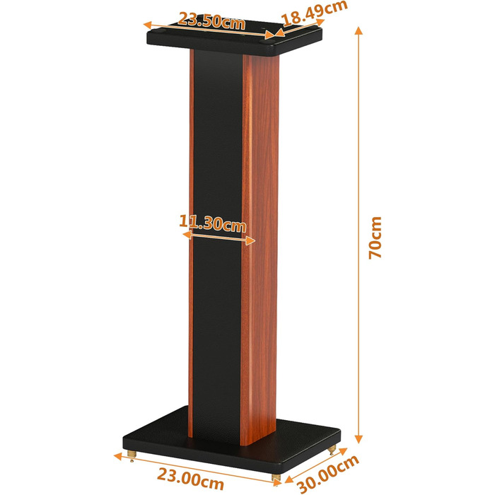 Стійки для колонок Holz Braun Schwarz, 70 см - Преміум підставки для домашнього кінотеатру та студії з прихованою проводкою