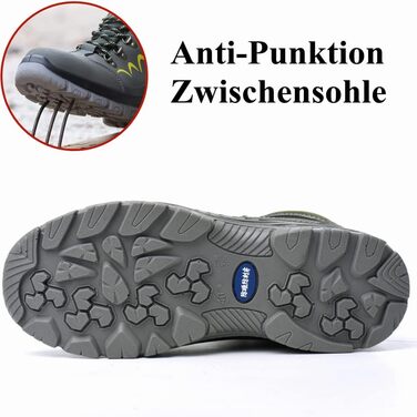 Зимові робочі черевики для чоловіків та жінок. Безпечні черевики S3 з металевим носком. Легкі, теплі, захисні черевики. Розміри 35-48 (36 EU). Колір: зелений