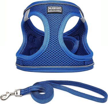 Шлейка для собак з повідком Anti-Pull, світловідбиваюча, для маленьких собак, кошенят, тварин (Lapis Blau, S)