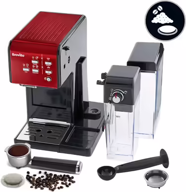 Breville Prima Latte II Espresso | Latte and Cappuccino Machine | 15-bar Professional Pump and Milk Frother | Red [VCF109X], 19 Bar