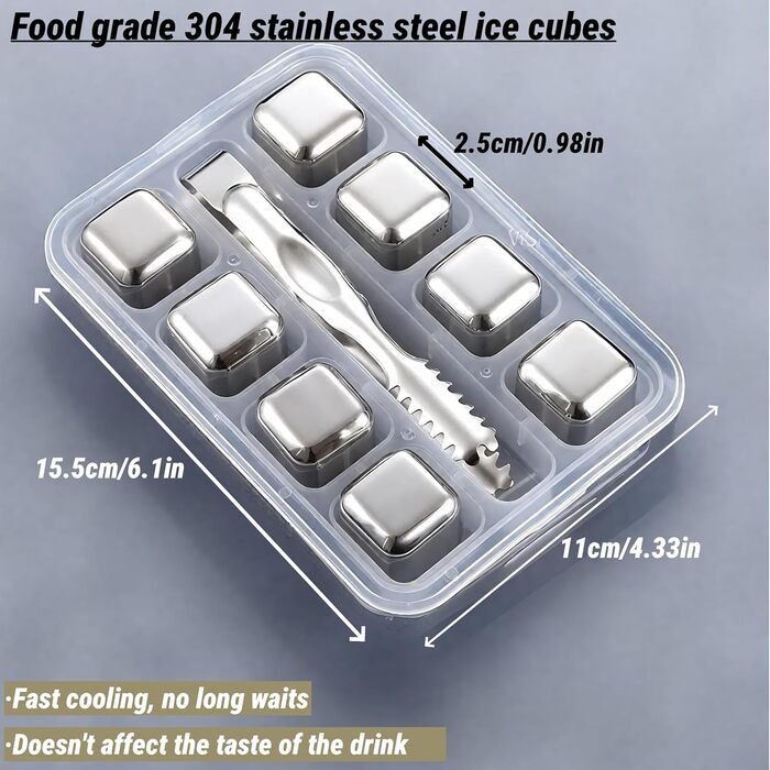 Набір віскі для чоловіків: шейкер з декомпресією, 2 склянки віскі, 8 кубиків льоду з нержавіючої сталі - подарунок для чоловіків, тата, брата, батька