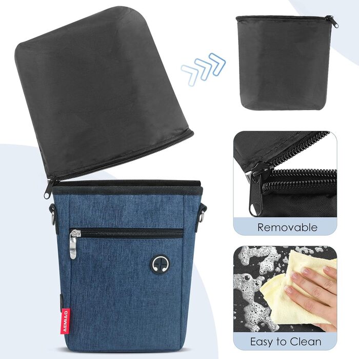 Фурнітура для собак з магнітною застібкою, 2025, практичний мішок для їжі, мішок для ласощів для собак з знімною внутрішньою кишенею | Диспенсер для відходів, блакитний