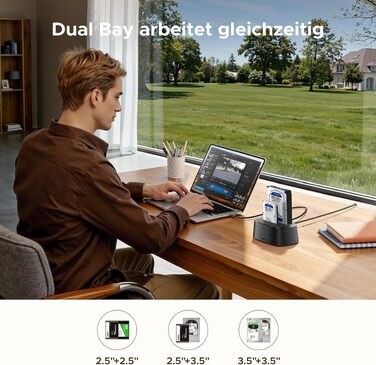 Док-станція для жорстких дисків UGREEN Dual Bay USB 3.0 5Gbps з функцією офлайн-клонування