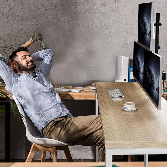 Тримач для моніторів Duronic DM253 на 3 екрани (13-27 дюймів) - Чорний, Регульована висота, кут нахилу, поворот, VESA, до 8 кг