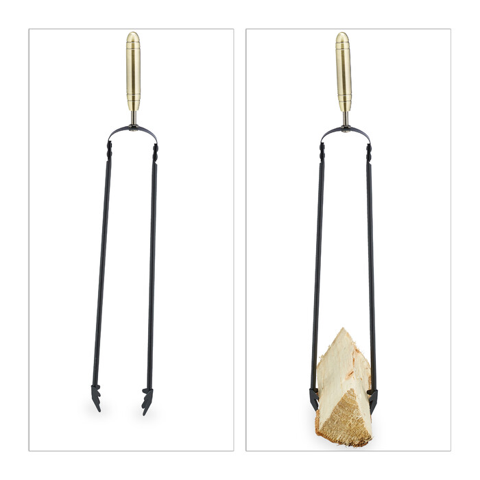Relaxdays 5-Piece Fireplace Set black/gold