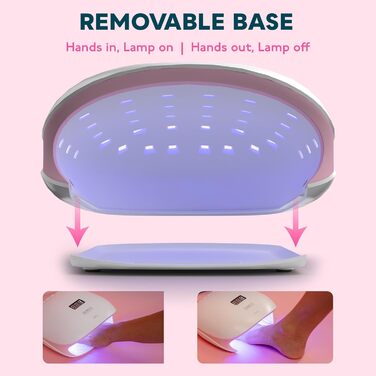 SUNUV LED лампа для гелевих нігтів - швидкий сушар з таймером, LCD-дисплеєм та інфрачервоним сенсором (рожевий)