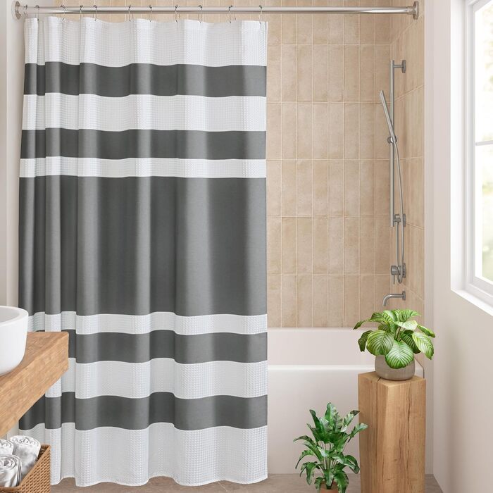 Шторка для душу Madison Park Spa Waffel з тканини з обробкою 3M Scotchgard, 182.9 x 182.9 см, Бежевий колір