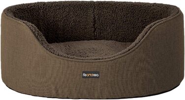 Feandrea Dog Bed, Dog Basket, Reversible Cushion, 73 x 60 x 27 cm, Brown PGW031K01