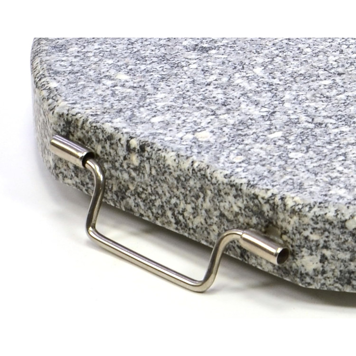Nexos Parasol Stand Granite Round Grey with Reducing Rings Stainless Steel Sleeve Handle Wheels Ø 40 cm 20 kg For Umbrellas up to 2m