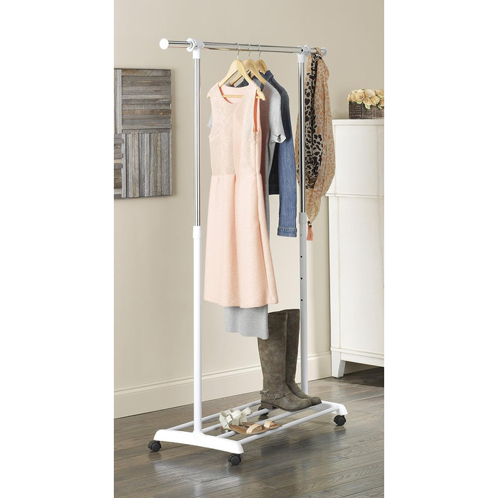 Whitmor Clothes Rack, Adjustable, White/Chrome