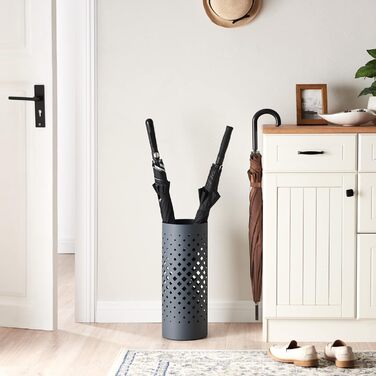 ACAZA Metal Umbrella Stand with Water Tray, Grey
