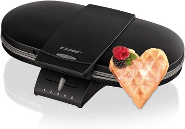 Вафельниця Cloer 1320 на дві класичні вафлі, 1200 Вт, 15,5 см, індикатор готовності, нержавіюча сталь, чорна