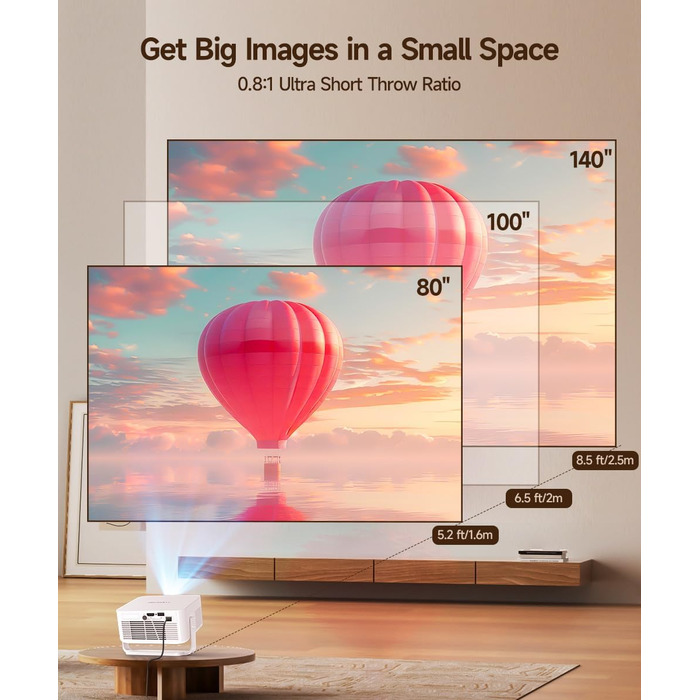 Magcubic HY300max Міні проєктор 4K/8K з Android 14, WiFi 6, Bluetooth 5.4, автофокусом та корекцією трапеції для домашнього кінотеатру (білий)